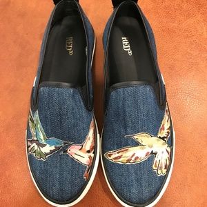 Red Valentino Women's  Denim Bird Appliqué Slip-on